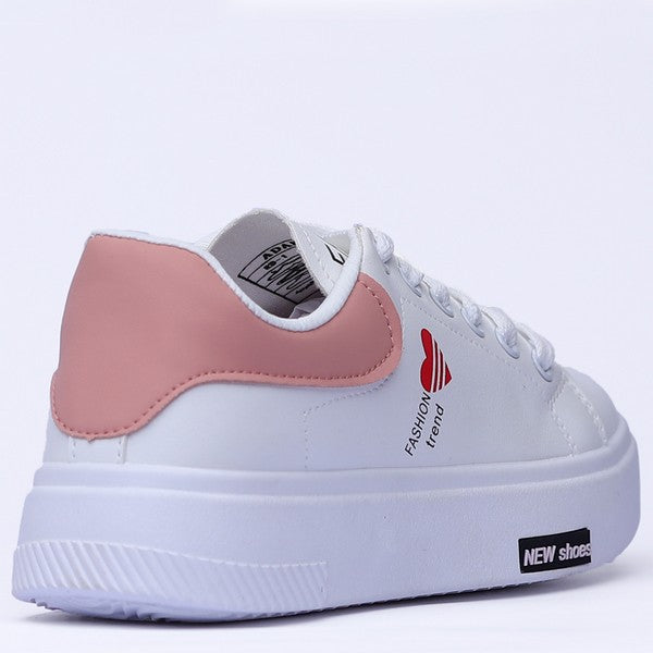 WHITE& PINK  Mesh-Textile Side-Logo Lace-up Running Athletic Shoes for Women ,Model RB4